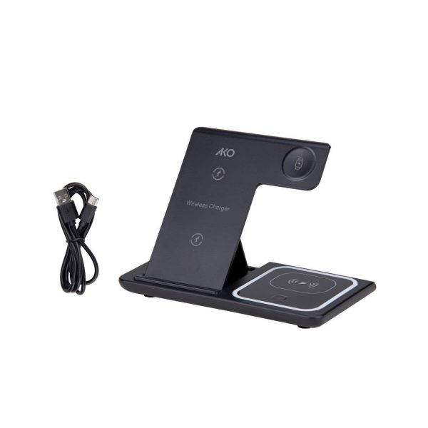 شارژر وایرلس سه کاره آکو مدل AW-3